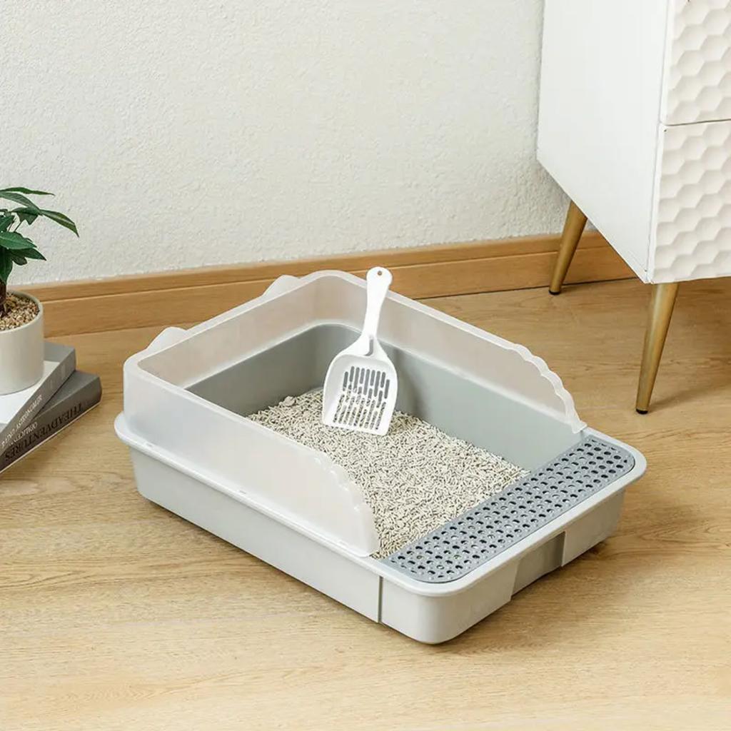 Новый полузакрытый пластиковый туалет для кошек с защитой от брызг и съемной конструкцией, прочный и простой в очистке, идеально подходит для владельцев домашних животных, 1 шт.