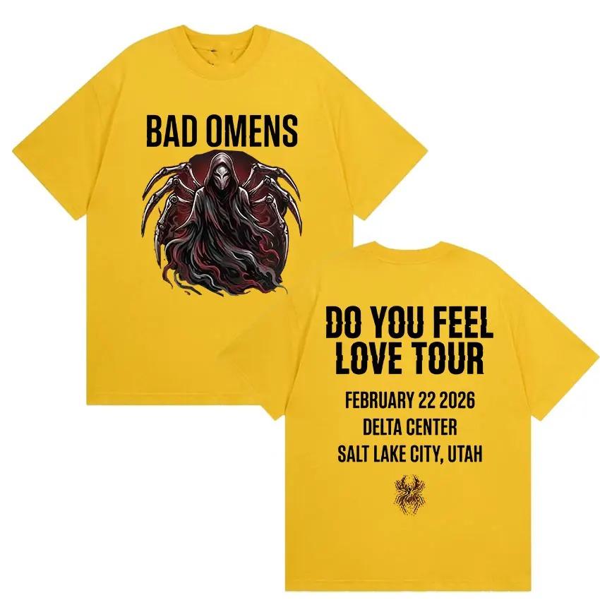 Rock Band Bad Omens Do You Feel Love Tour 2026 Графические футболки Унисекс Готический Винтажный Хлопковая футболка с коротким рукавом Y2k Уличная одежда