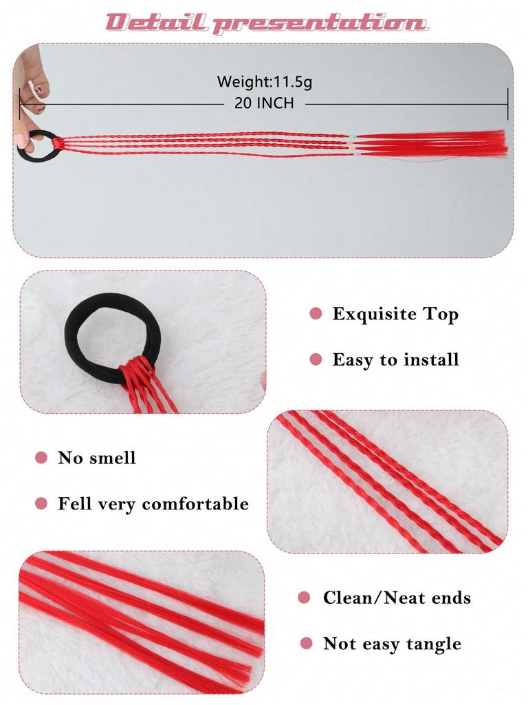 Синтетические накладные волосы 20-дюймовый хвостик цветные косички накладные волосы с резинками радужные плетеные аксессуары для женщин вечеринка основные моменты косплей