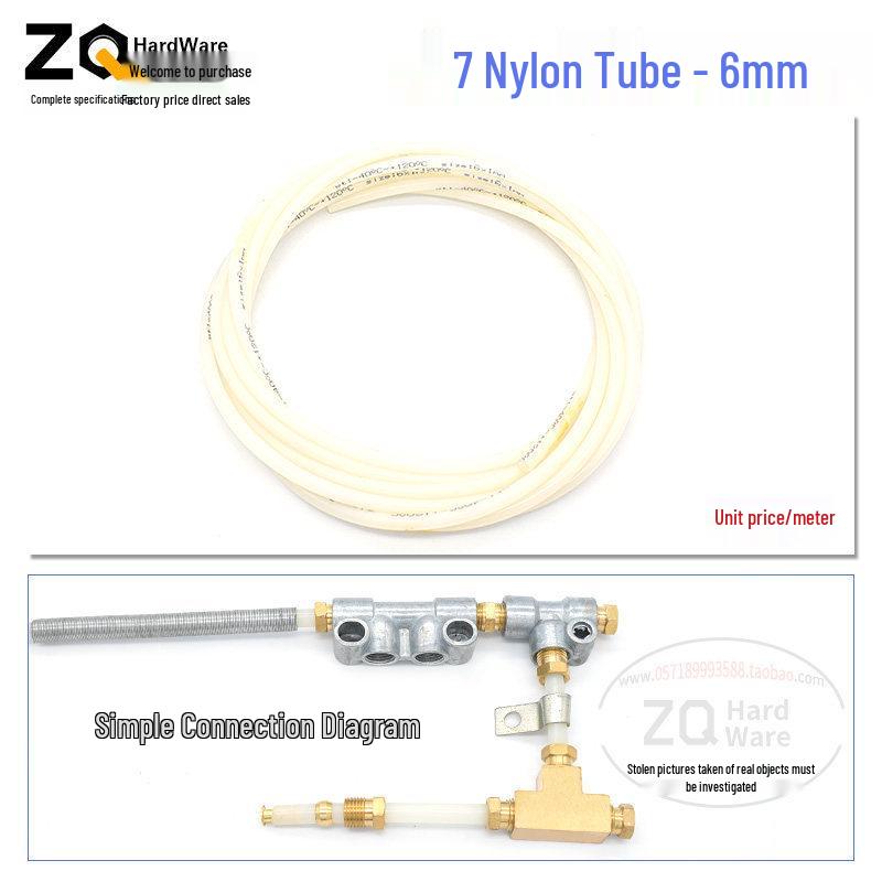 Oil Circuit Distributor Set: Nylon Tube, Copper Double-Ended Plug, Bushing, Inner Snap Ring (810x1 to 1/4), 68mm.