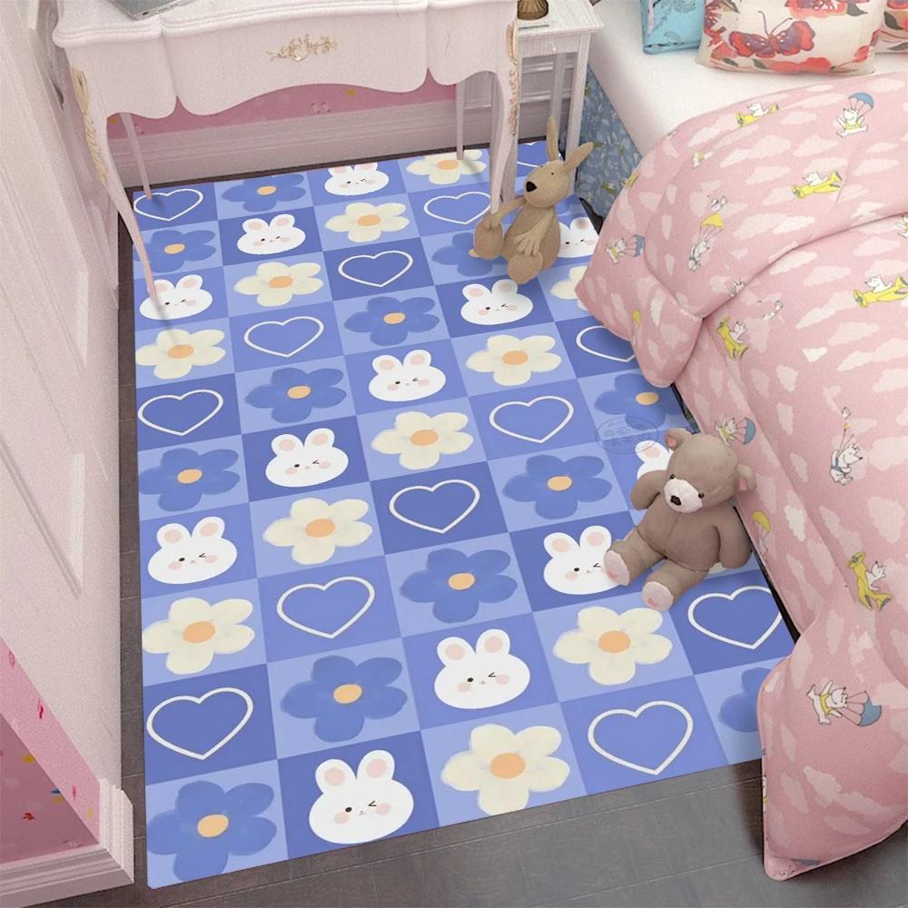 Мультяшный ковер-ковер с кроликом для дома, гостиной, спальни, дивана, придверный коврик, декор, коврик для игровой зоны для детей, напольный коврик, подарок