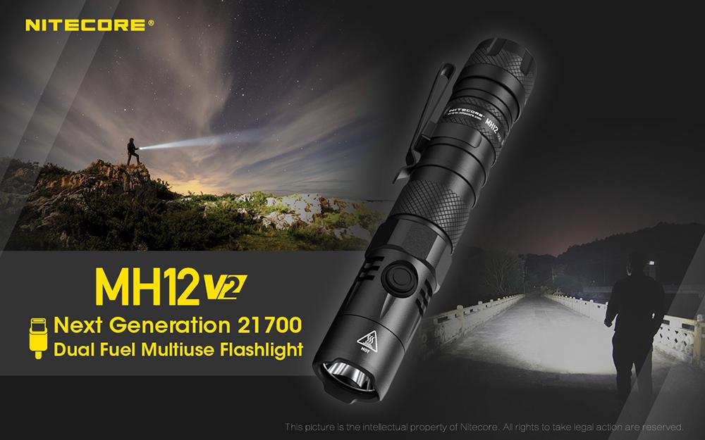 NITECORE MH12 v2 1200 Lumen USB-C Rechargeable Tactical Flashlight Set