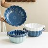 Керамическая миска с лепестковым краем, двухсторонняя миска, большая миска, салатник, бытовая большая суповая миска, высокоценная посуда, переносная миска