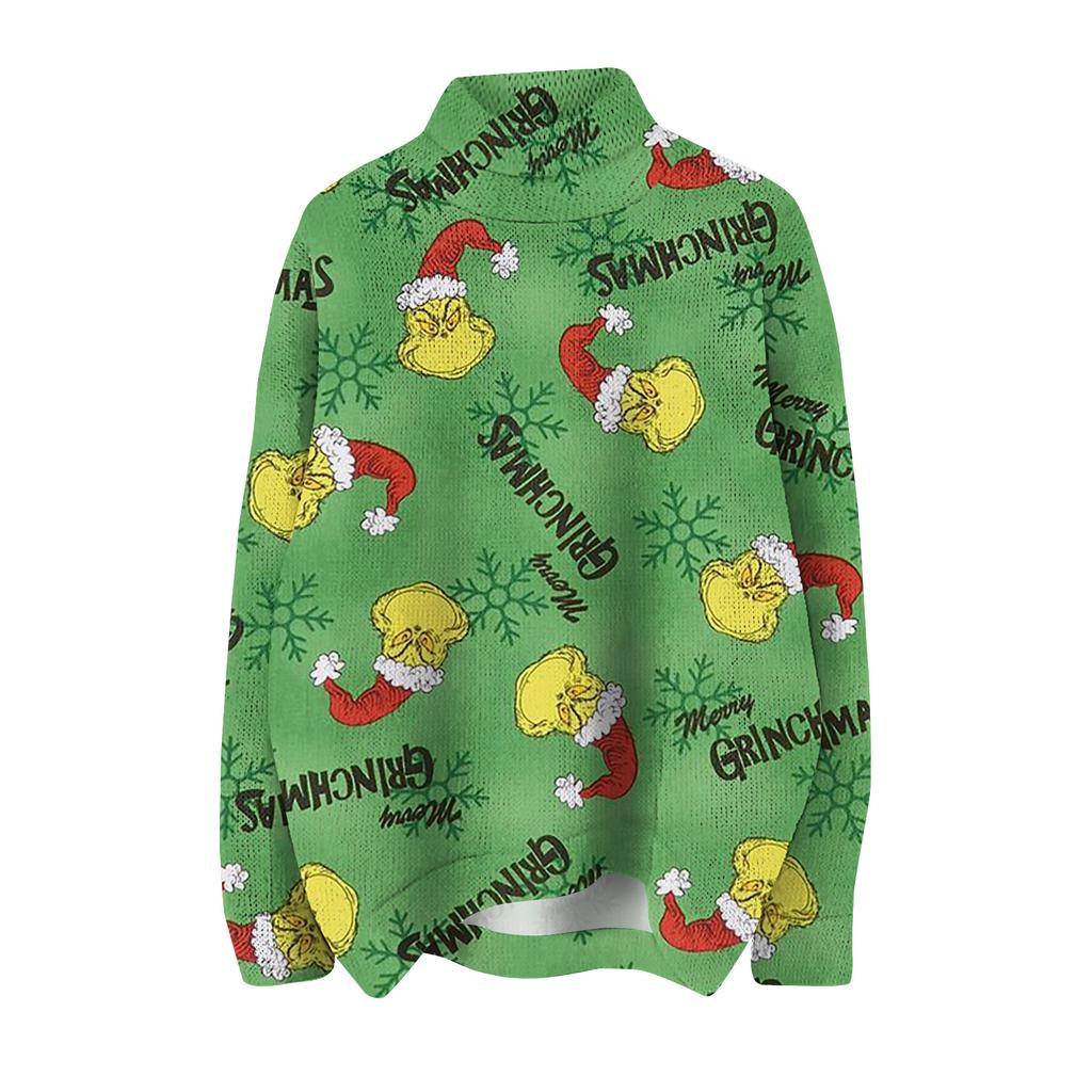 Рождественские толстовки для женщин Вязаный свитер Милая рубашка Осенняя водолазка Пуловер Топы