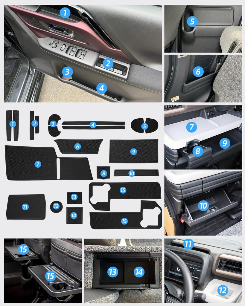 LANGBEAN Suzuki Custom Внутренний резиновый карман двери от царапин и шума Внутренний Spacia Custom Набор из 21 коврика Spacia/Spacia, совместимый с MK54S/MK94S,