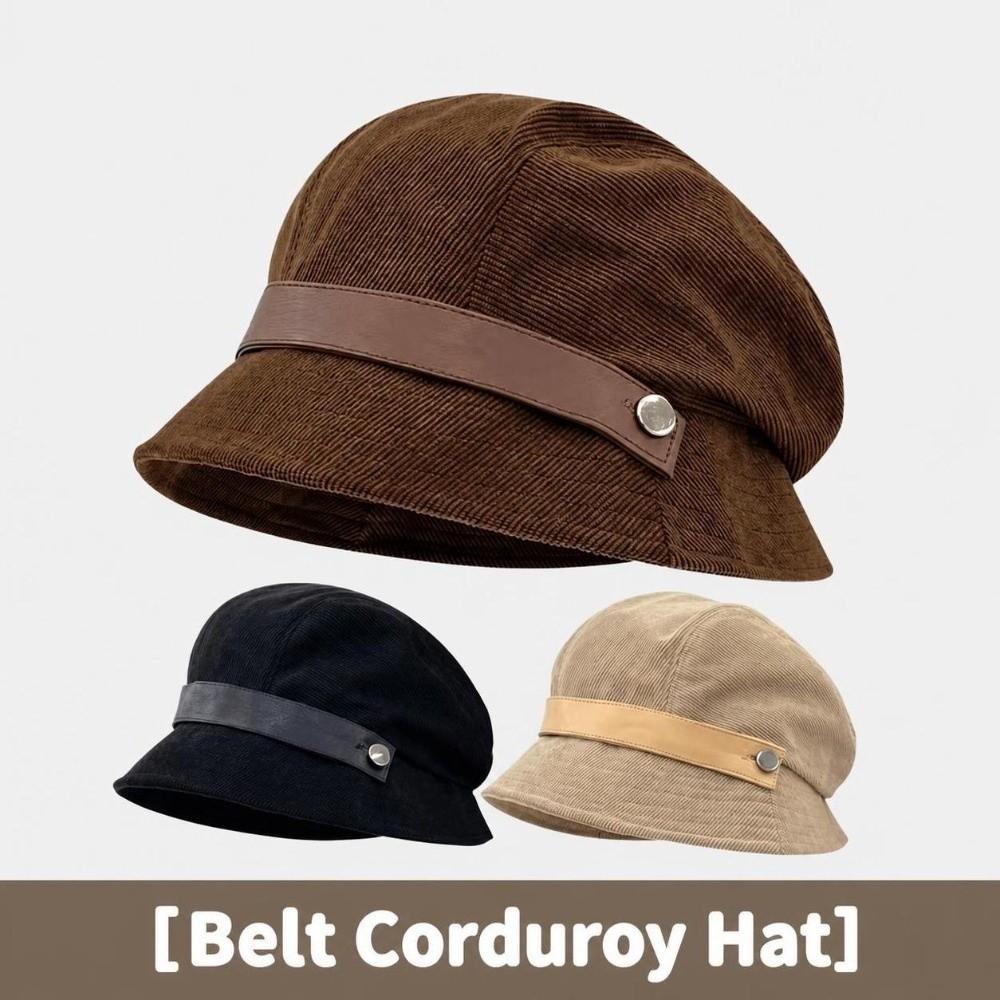 Solid Color Fisherman Cap Corduroy Basin Hat Versatile Style Beret Hat For Women