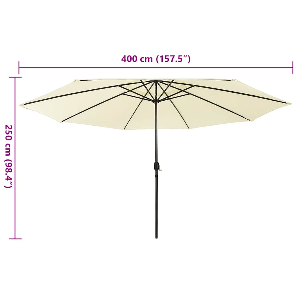 LED Illuminated Sun Umbrella 400 cm Sand White