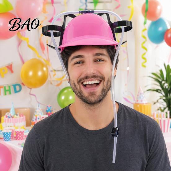 Party Headwear Drink Cap with Straw, Drinking Hat for Adults, Plastic Lazy Helmet, Hands-free Creative Beer Birthday Parties Festivals Home