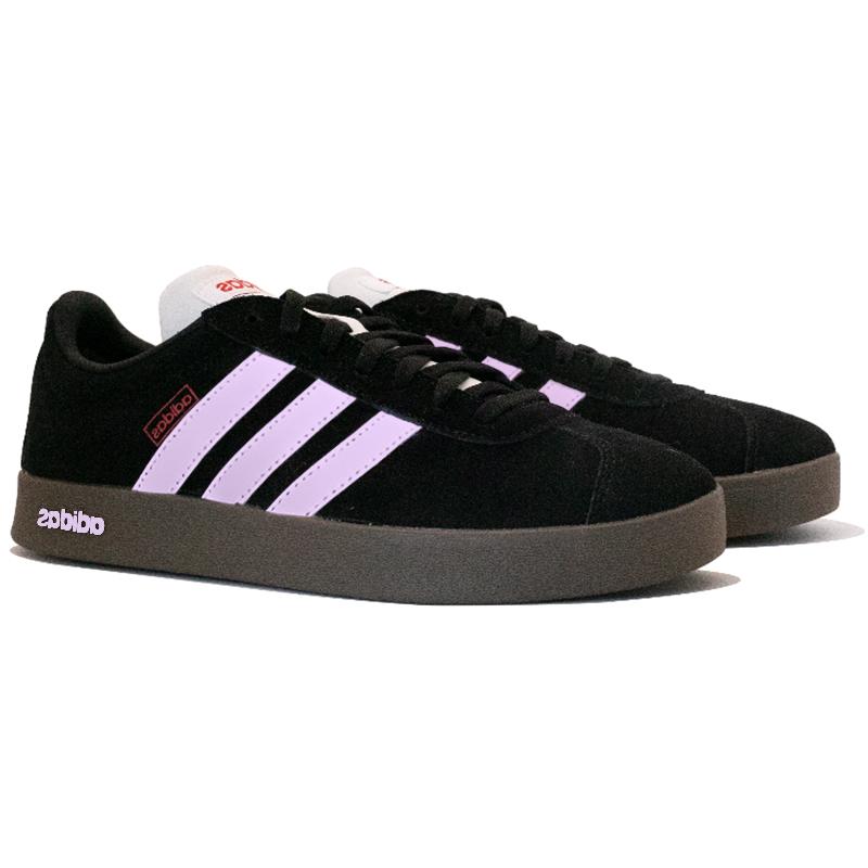 Adidas VL COURT 2.0 Abrasion Resistant Low top Skateboard Shoes Unisex Black Purple HQ1801(Team562-)