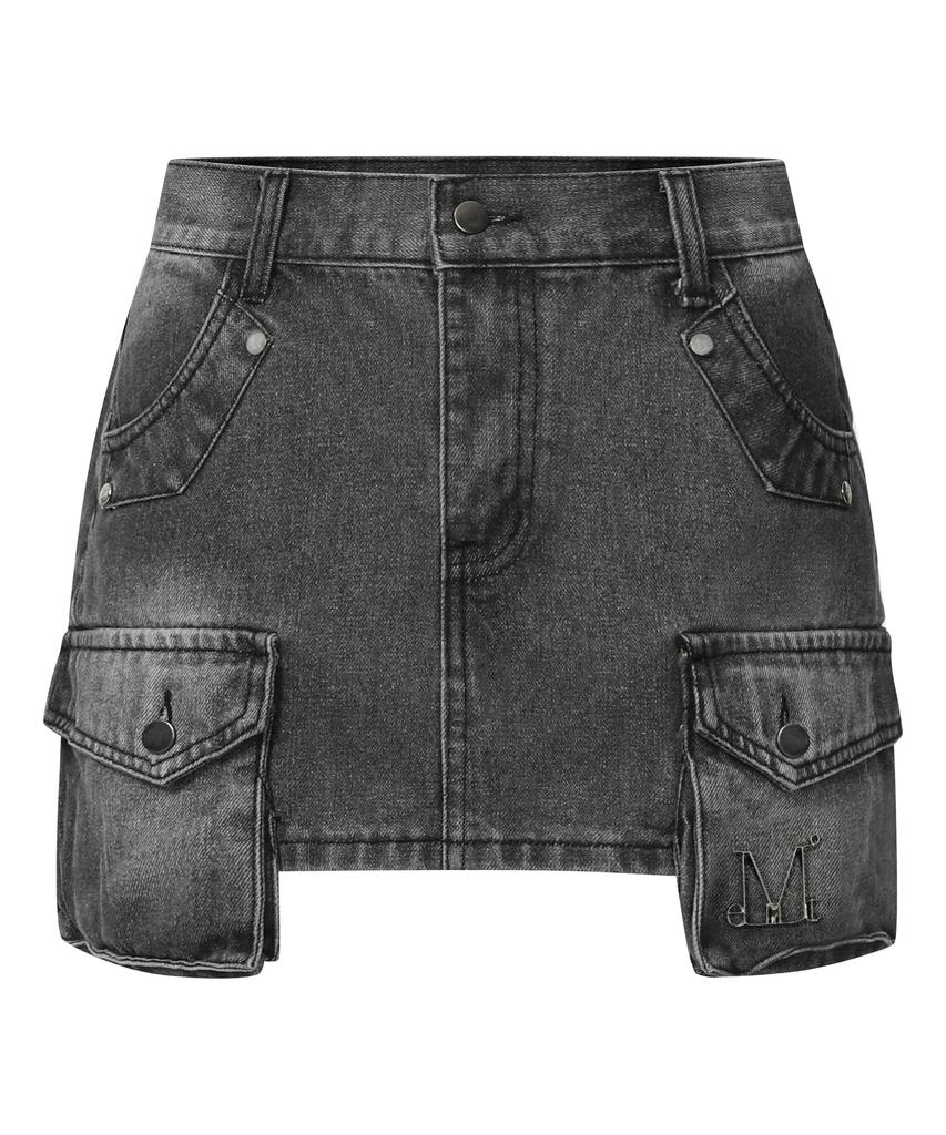 Mucent Delve Bag Leather Cargo Denim Skirt