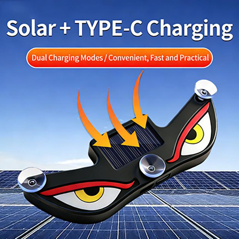 Solar Car Triangle Window Devil's eye Lamp Suction Cup LED Ambient Light USB Rechargeable Wiring Free Atmosphere Neon Light