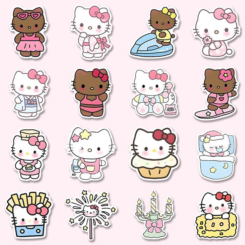100 шт. Наклейки Sanrio Серия Hello Kitty Милые Многоцелевые Наклейки для DIY Водонепроницаемые Декоративные Наклейки для Холодильника Компьютера