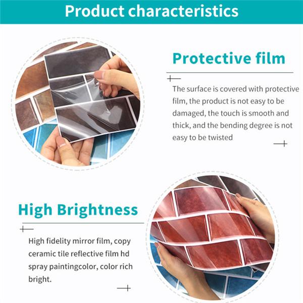 15cmX30cmX6PCS Водонепроницаемые маслостойкие наклейки на стену, наклейки на кирпичную плитку