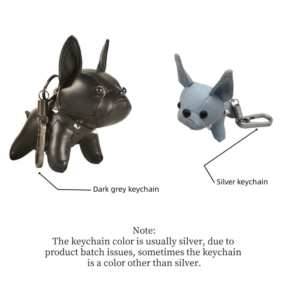 French Bulldog Dog Pendant Cartoon Dog Dolls Kawaii Chubby Leather Keychain Gift