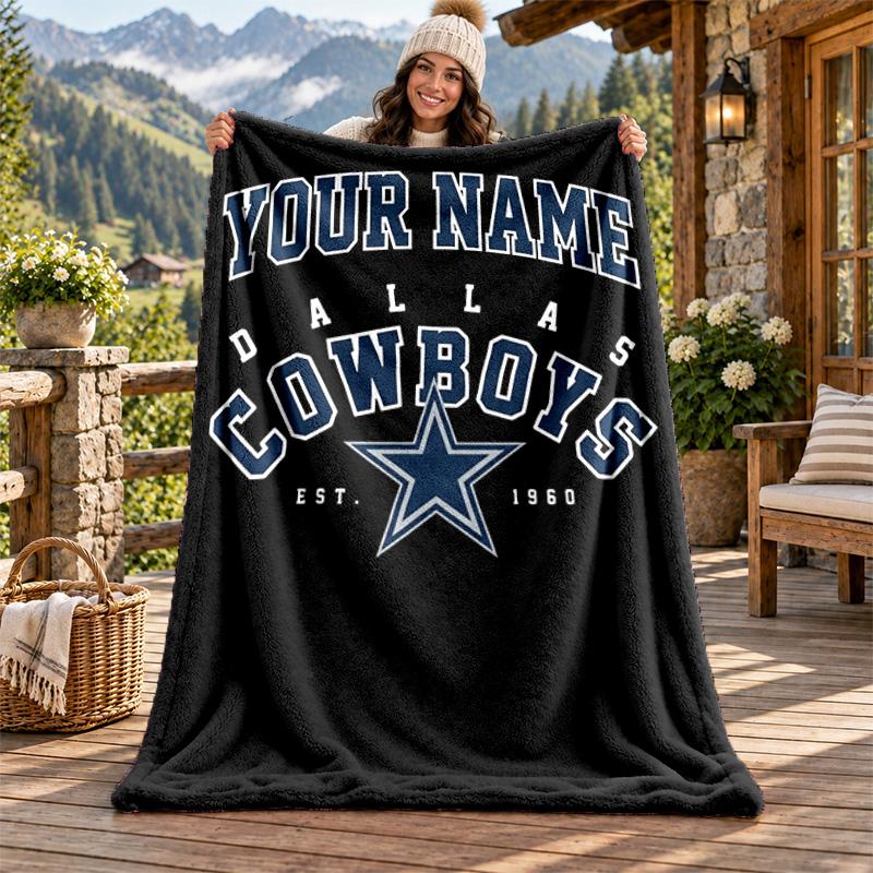 Фланелевое одеяло Dallas Cowboys с индивидуальным именем, персонализированное, мягкое, теплое, плюшевое покрывало, индивидуальный подарок для семьи и друзей