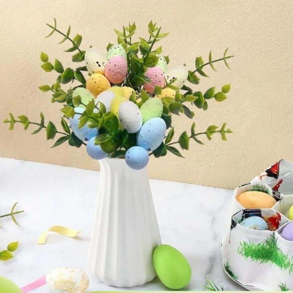 1/5/10PCS Happy Easter Artificial Egg Flower Branch Bird Eggs Fake Plant  Easter Home Party Supplies