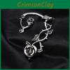 Dark Punk Flower Ear Cuffs Jewelry With Electroplated Finish For Fashion Women