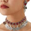 Модный ретро женский ювелирный набор в ближневосточном стиле с сияющими бриллиантовыми монетами - ожерелье и серьги