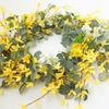 Artificial Spring Wreath for Front Door Yellow Flower Floral Wreath for Indoor Outdoor Home Decor 19.7in Outer Diameter