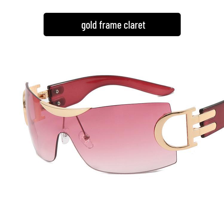 Большие безободковые солнцезащитные очки Y2K 2022 - Футуристичный спортивный дизайн