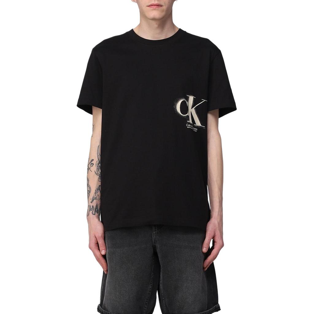 Calvin Klein Футболка с коротким рукавом и круглым вырезом с принтом логотипа Ss23, мужские топы, черные J30J322875-BLK