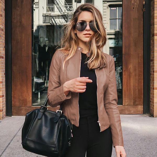 Женская тонкая куртка, рубашка на молнии, мягкая куртка из искусственной кожи