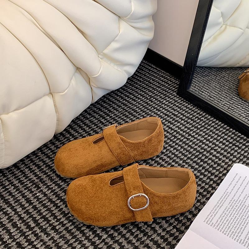 Retro Inner Height Increase Flat Bottom Women's New Comfortable Versatile Lazy One-pedal Doudou Shoes