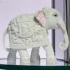 White Elephant Statue Trunk Down Hathi Figurine Big Size 7 Inch Elephant Marble Resin Decorative Showpiece