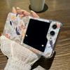 Для Samsung Galaxy Z Flip5 Flip4 Flip3 противоударный узор с цветами и листьями, прозрачный корпус телефона, жесткий складной чехол для ПК