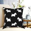 White Scottish Terrier Silhouette Square Pillow Case Polyester Decorative Pillow Scottie Dog Cushion Covers