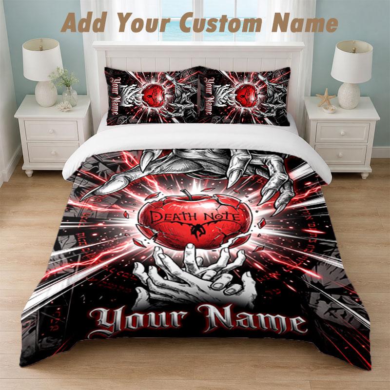 Bedding Set 1 Duvet Cover 2 Pillowcases Death Note Print Soft Bed Linen Bedroom Decor