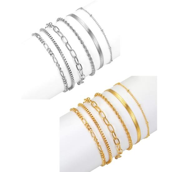 6 шт./компл. женский браслет регулируемой длины с полой цепочкой, полированный витой зажим для лобстера