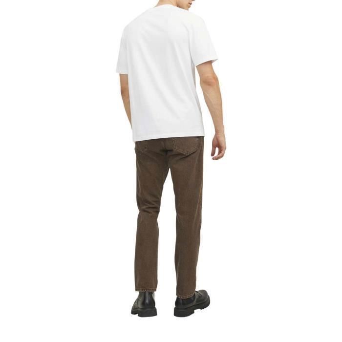 T-shirt coton - PREMIUM BY JACK &amp; JONES - Regular - Blanc - Manches courtes - Col arrondi