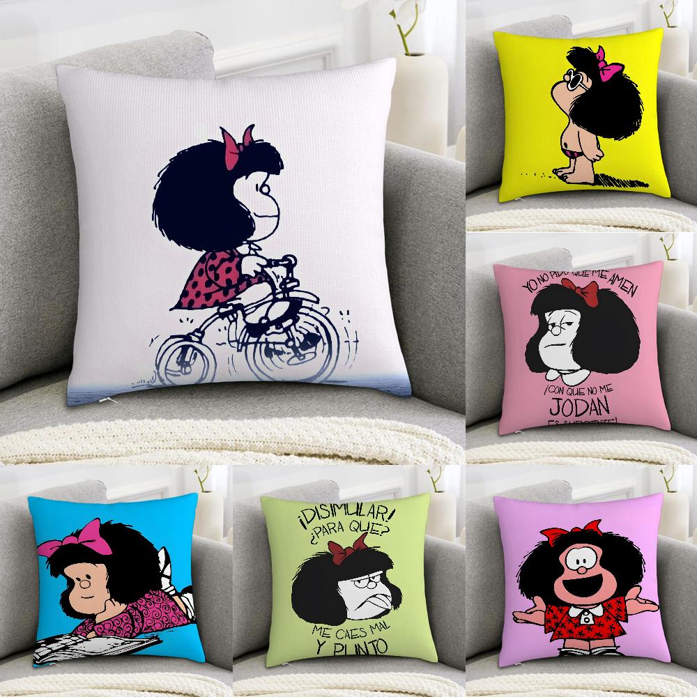 Мультяшная Наволочка Мафальды Декоративная Подушка для Дивана Домашний Декор Двусторонний Принт Плюшевый Квадратный Чехол для Подушки Декор Подушки