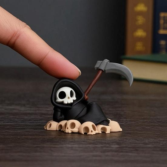 Мини-статуэтка Жнеца, 3D-печатная фигурка Черепа Жнеца на Хэллоуин для настольного компьютера, стола, полки, домашнего декора