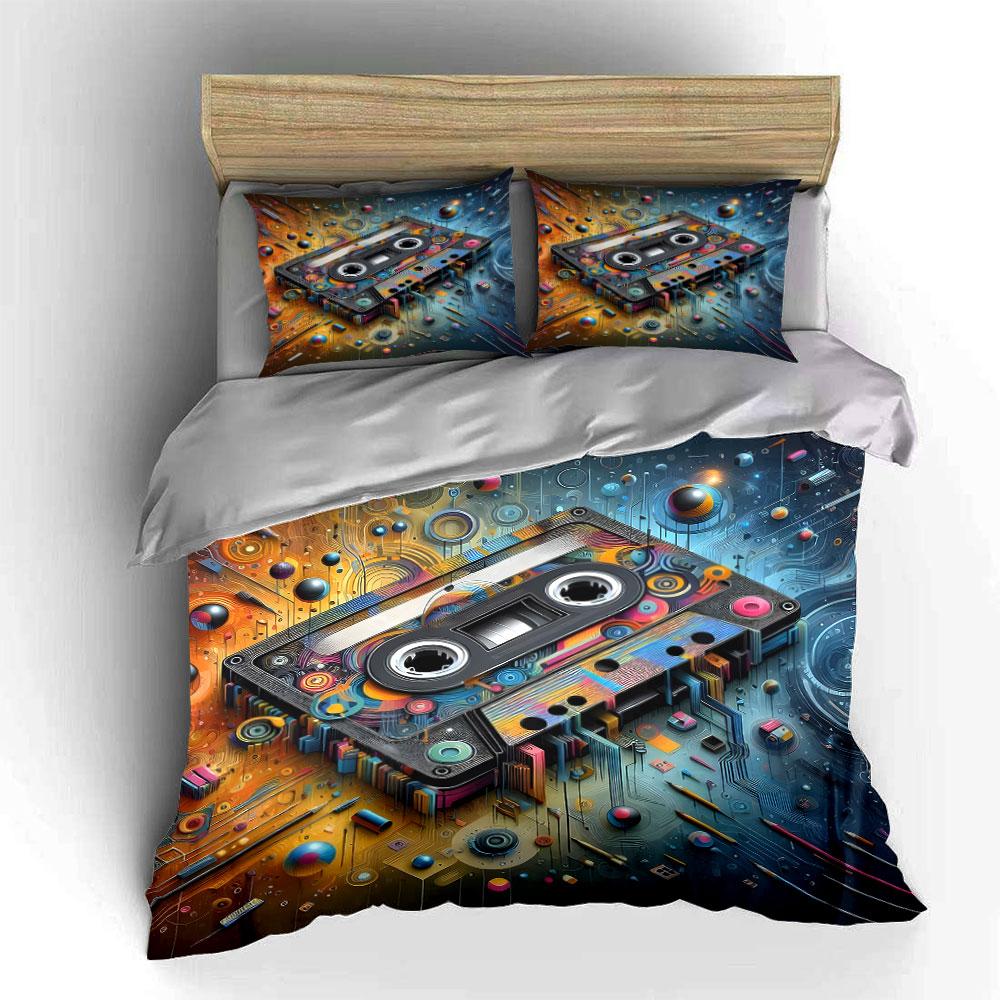 "Retro cassette dreamscape vibes." Bedding sets Duvet covers Pillowcases(1* Duvet Cover 2* Pillowcases without duvet insert)