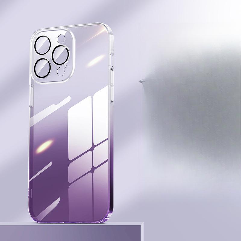 Подходящий для IPhone15 Ультратонкий чехол для телефона Градиент, Apple 14proMax Противоударный 13 Защитный чехол с полной пленкой для объектива