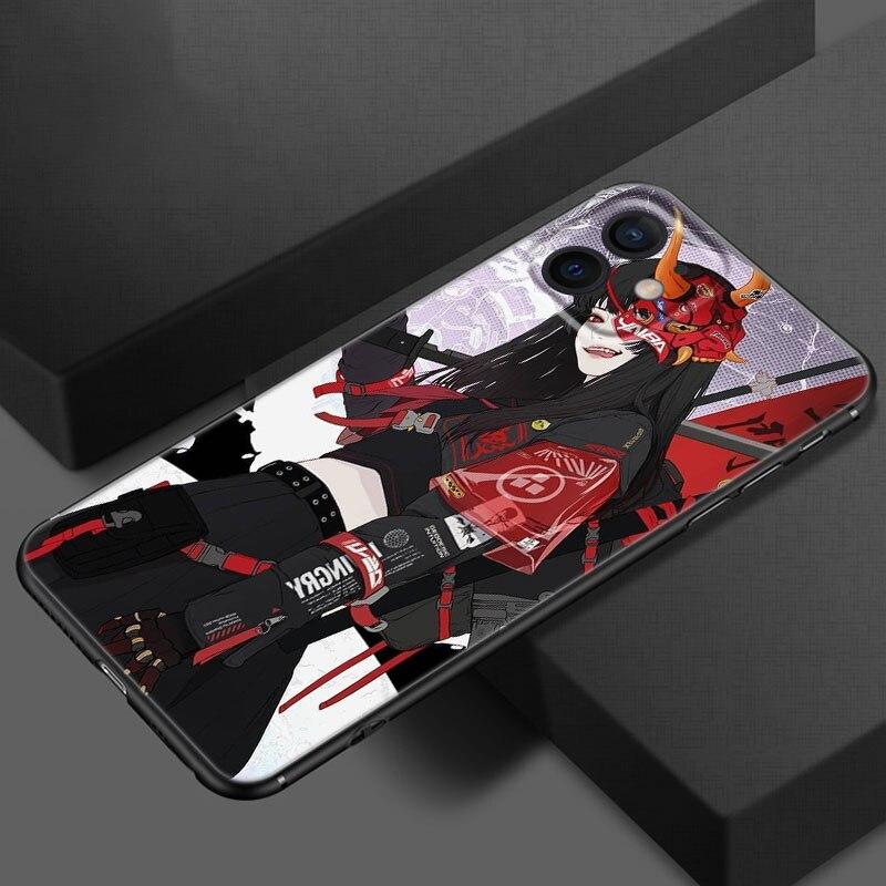Чехол для телефона «Аниме девушка самурай» для Apple iPhone 13 12 Mini 11 Pro XS Max X XR 8 7 6S 6 Plus SE 2020 5S 5, мягкий черный чехол из ТПУ