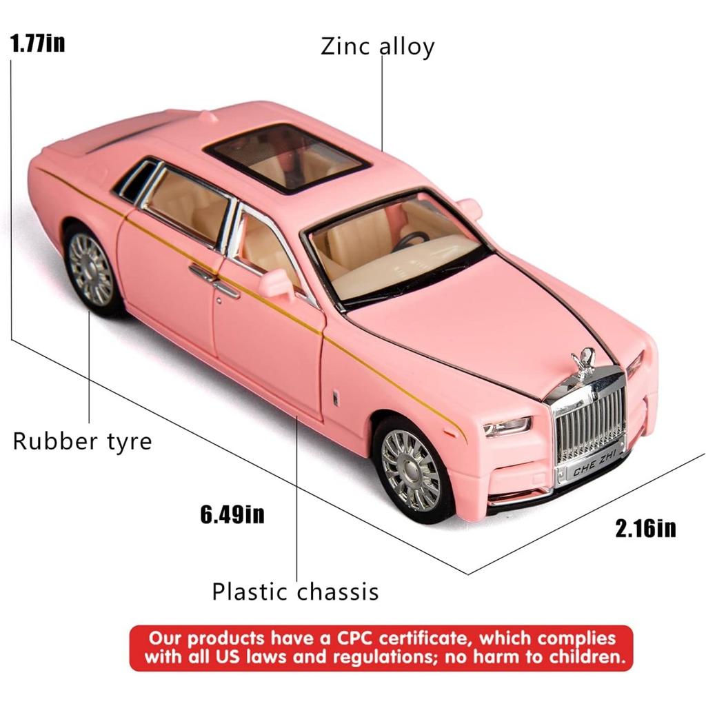 1/32 масштабная модель автомобиля Rolls-Royce Phantom, игрушечный автомобиль из цинкового сплава со звуком и светом для детей, подарок для мальчиков и девочек