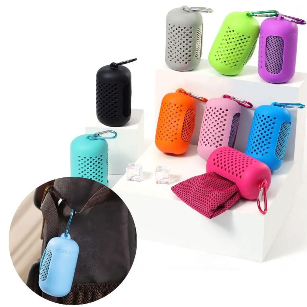 Mini Sports Cold Towel Portable Microfiber Fitness Cool Towel Quick Drying Silicone Bag Wrapped Cold Towel Beach Accessories