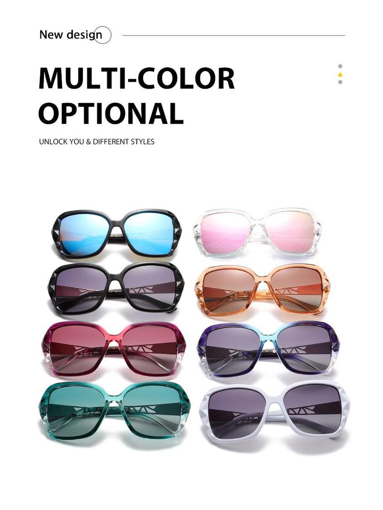Oversized Polarized Square Sunglasses with Diamond Cut Edge for UV Protection - European & American Style