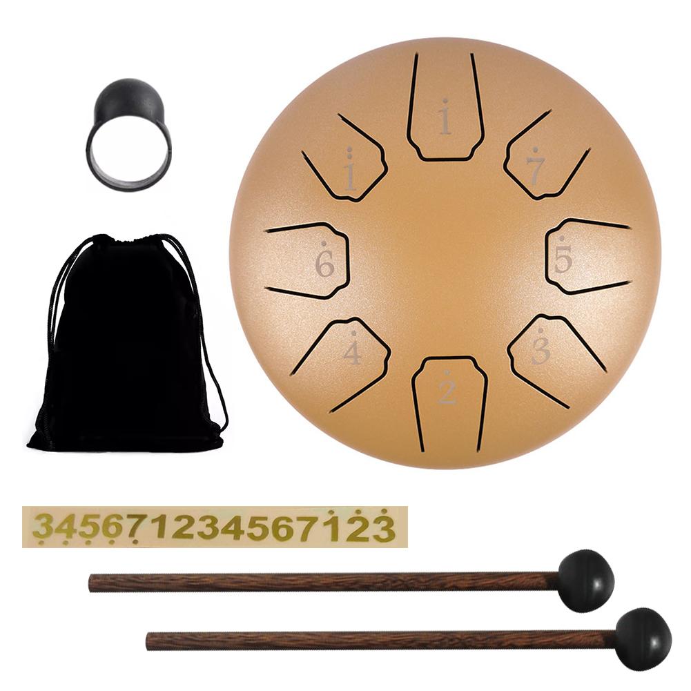 6 Inch 11/8 Notes Handpan Drum with Drum Bag Music Book Drum Mallets Hand Pan Drum for Entertainment Meditation Yoga Zen Gifts