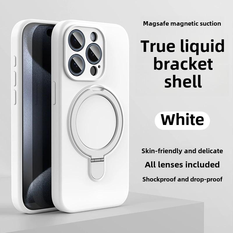 Чехол-подставка с магнитным кольцом из жидкого силикона для Magsafe IPhone 16 15 14 13 12 Pro Max Plus 16Pro 15Pro Mag Safe Чехол для телефона