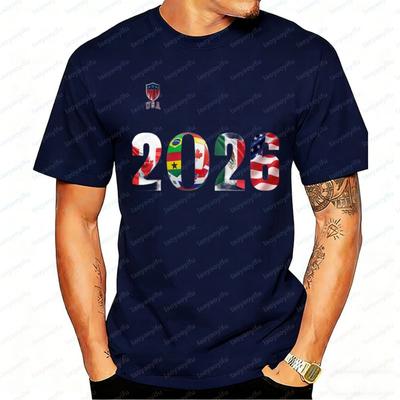 2026 США Футбол Графическая Футболка Мужская Женская Флаг Стран Северной Америки Футболка Хлопок Короткий Рукав для Футбольных Фанатов Подарок