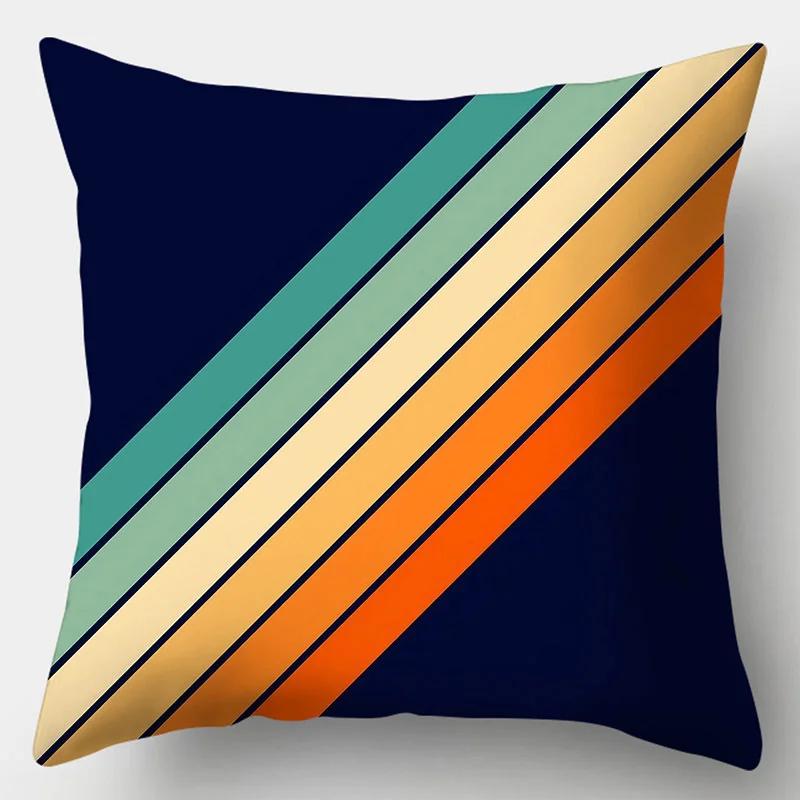 Rainbow Geometric Color Splicing Pillowcase 45x45cm Polyester Sofa Chair Cushion Cover Modern Room Home Decor