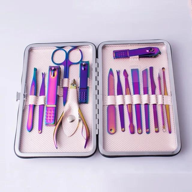 15 Pcs Stainless Steel Manicure Set Household Stainless Steel Manicure Kit Nail Clippers Cuticle Cleaning Pedicure Care Tools