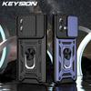 KEYSION Shockproof Case for Motorola MOTO G84 5G G54 Slide Camera Lens Protection Ring Stand Phone Cover for MOTO Edge 40 Neo 5G