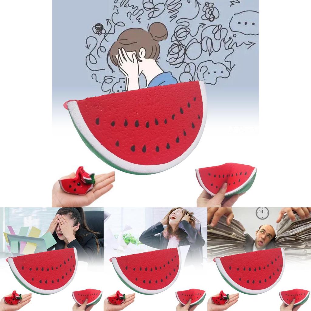 Adorable 14.5cm Children's Pu Stress Relief Toy Realistic Fruit Watermelon Slice