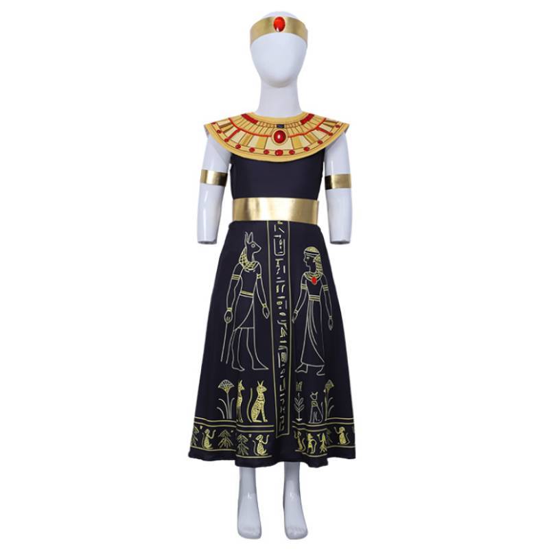 Egyptian Queen Costume For Kids With Dress Headpiece And Accessories For Halloween And Role Play