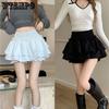 Мини-юбка, милая, сексуальная, балетная, эластичная, с высокой талией, бальное платье, с рюшами, лоскутная юбка Лолиты, короткая корейская милая женская одежда Y2K